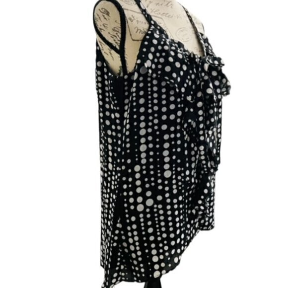 WHITE HOUSE BLACK MARKET Women Polyester Tank Top High Low Hem Polka Dot Lined S - Picture 8 of 11